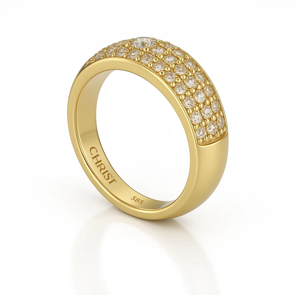 CHRIST Brillant Ring 585 Gelbgold 14K Damenring Gr 60 Diamant Pave Massiv 6,6g - Bild 4 von 4
