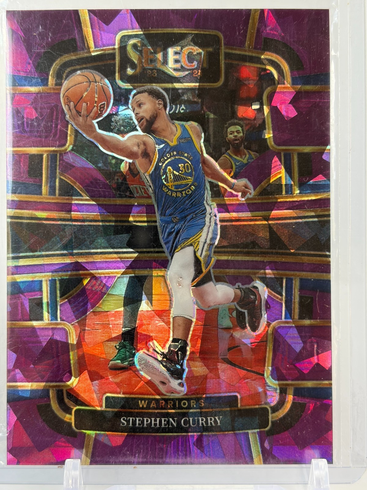 Stephen Curry 2023-24 Panini Select Concourse #56 Purple Cracked Ice Prizm /99