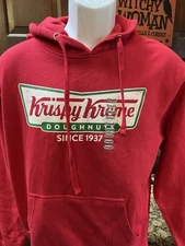 New Krispy Kreme Hoodie Mens Small Red Pocket Drawstring Doughnuts Since 1937