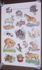 Vintage 1980s US Forest Service Smokey Bear 20x30 Wildlife Poster 84-CFFP-22