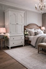 Stunning Painted Double Wardrobe With Drawers In Shaded White By Farrow And Ball