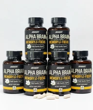 (6 Pack) Onnit Labs Alpha Brain Memory & Focus Bottle 6x30 Capsules Sealed 2027