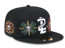 Tecolotes de Los 2 Laredos Hat Size 7 1/8 Day of the Dead Skull & Flowers Cap