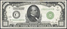 US Paper Money 1928 $1000 Federal Reserve Note Cleveland NO RESERVE!