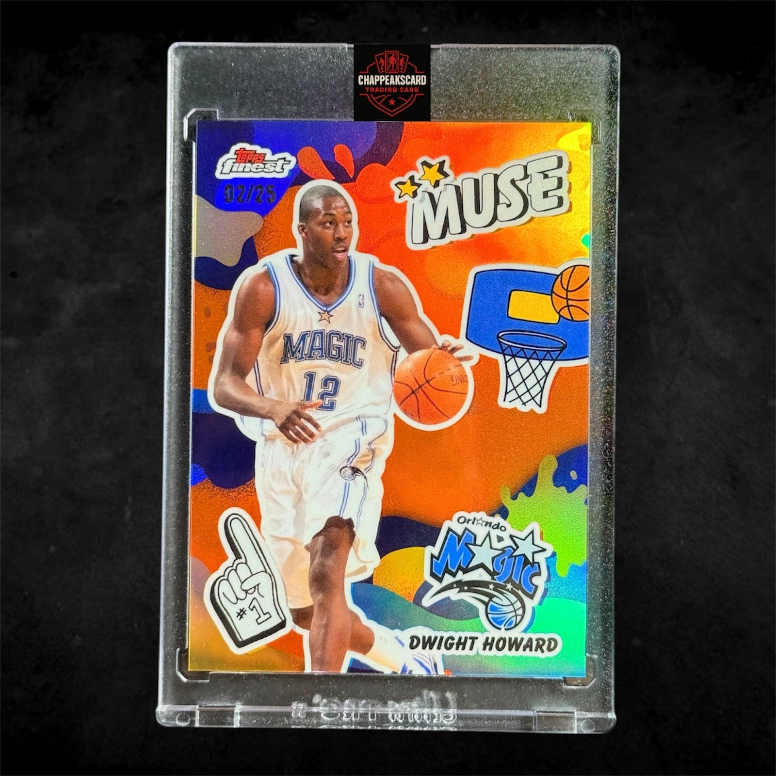 2025-26 Topps Finest Basketball Dwight Howard Muse Orange Refractor 02/25 Magic