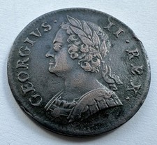 1752 Half penny - George II British Copper Coin High Grade*460