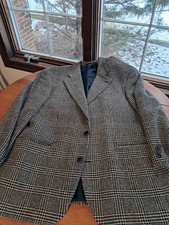 Vintage Ralph Lauren Canada Made Houndstooth Silk Wool Blend Blazer 42R