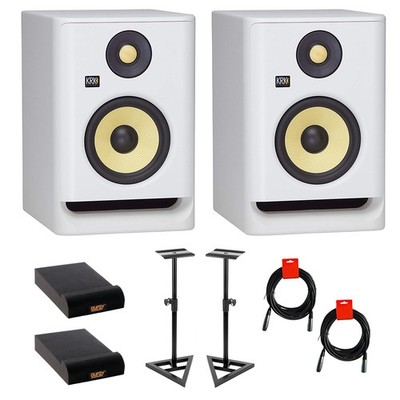 KRK RP5 Rokit 5 G4 Pro Bi-Amp 5'' Powered Studio Monitors, White Noise - Pair Kit