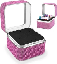 Nail Drill Bits Holder Rhinestone Case Box- 30 Holes Dustproof 30 Holes, Pink 