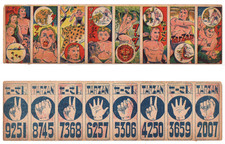 c1940's Japanese MENKO Card Strip (8)~ TARZAN series ~Johnny Weismuller ~Rare