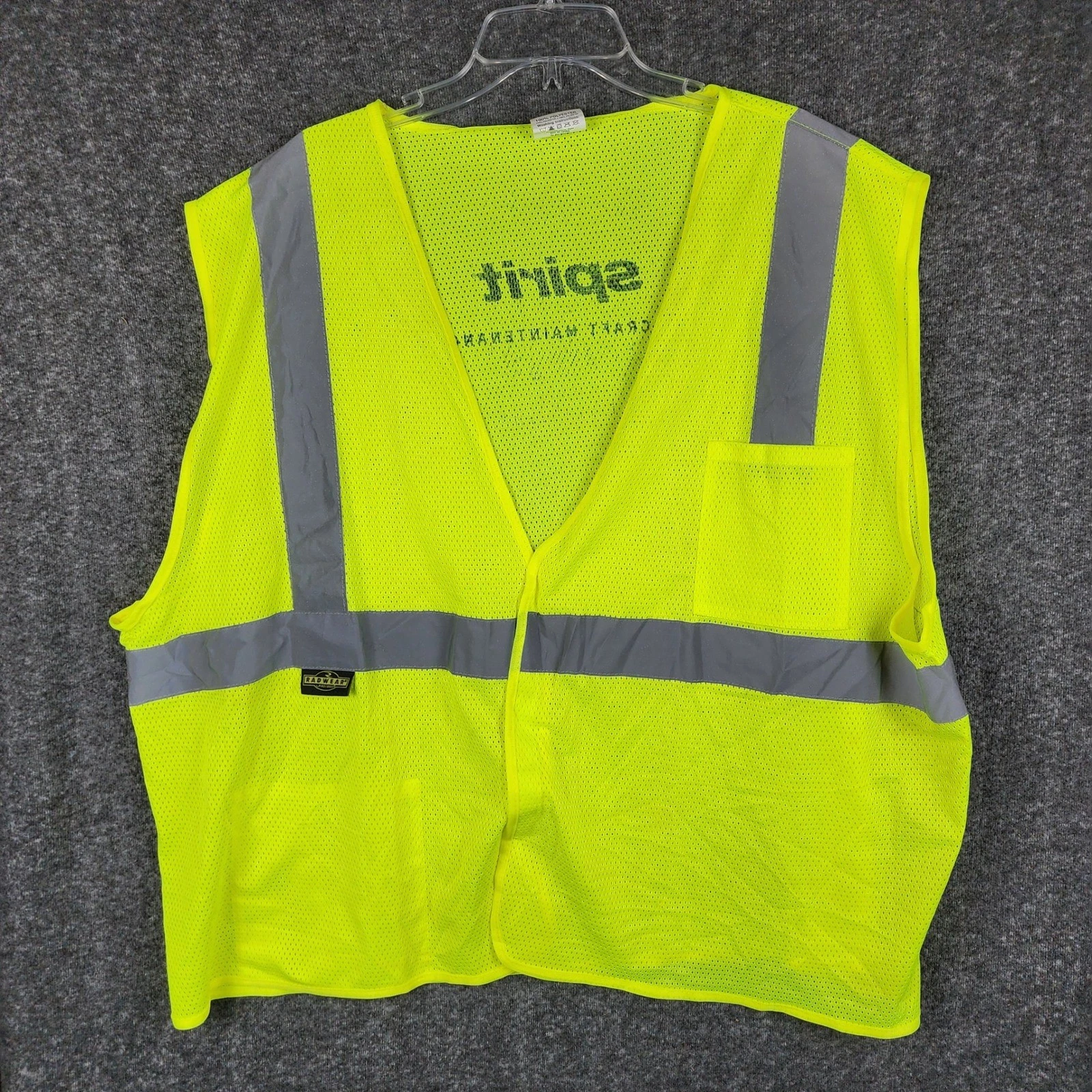 Radians Safety Vest Mens 3XL SV2GM3X Neon Yellow Spirit Aircraft Maintenance EUC image 1