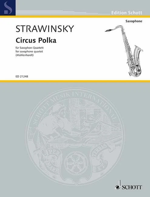 Circus Polka saxophone quartet (SATBar) Igor Stravinsky Schott Mu - Image 2 of 2