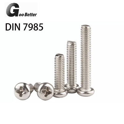 Phillips Pan Head Machine Screws Nickel Plated  DIN 7985 M2 M3 M4 M5