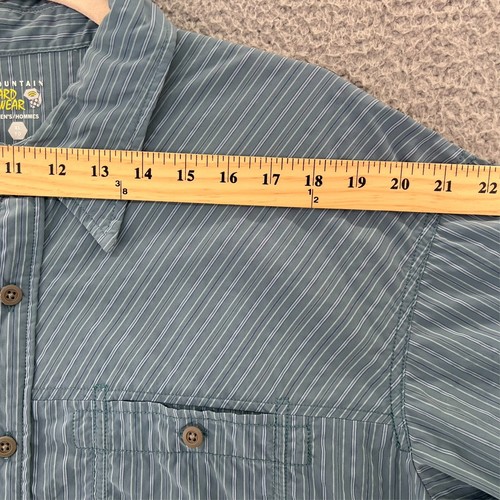 MOUNTAIN HARDWARE Shirt XL Stripe Blue Short Sleeve Men’s XL Button Up Hiking - 第 8/20 張圖片