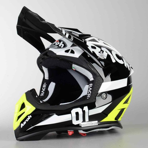 Casco cross enduro motard Airoh Aviator Ace Racr lucido bianco nero taglia  L | eBay