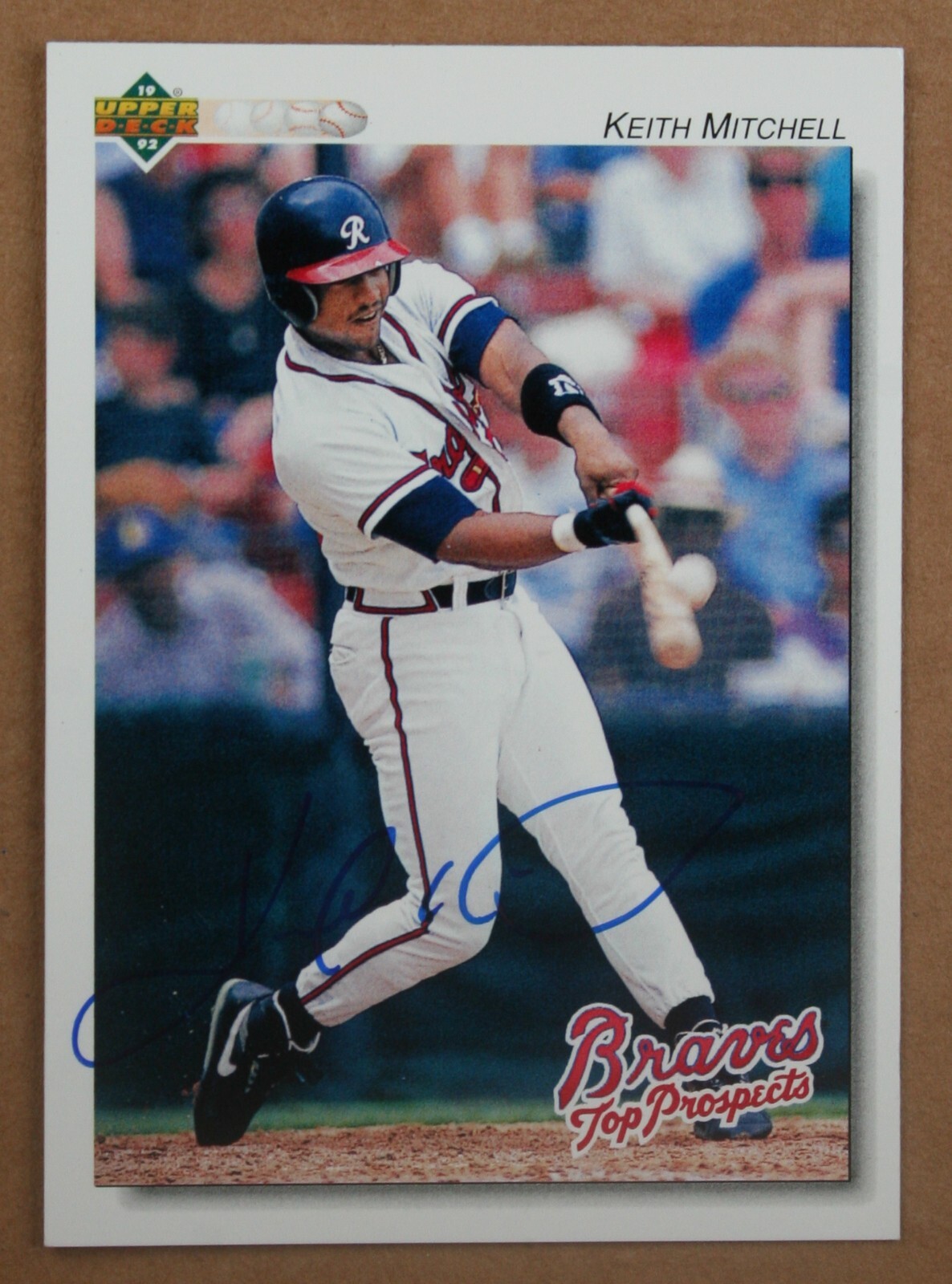 AUTOGRAPHED - Keith Mitchell Upper Deck #185 Atlanta Braves 1992 Top Prospects