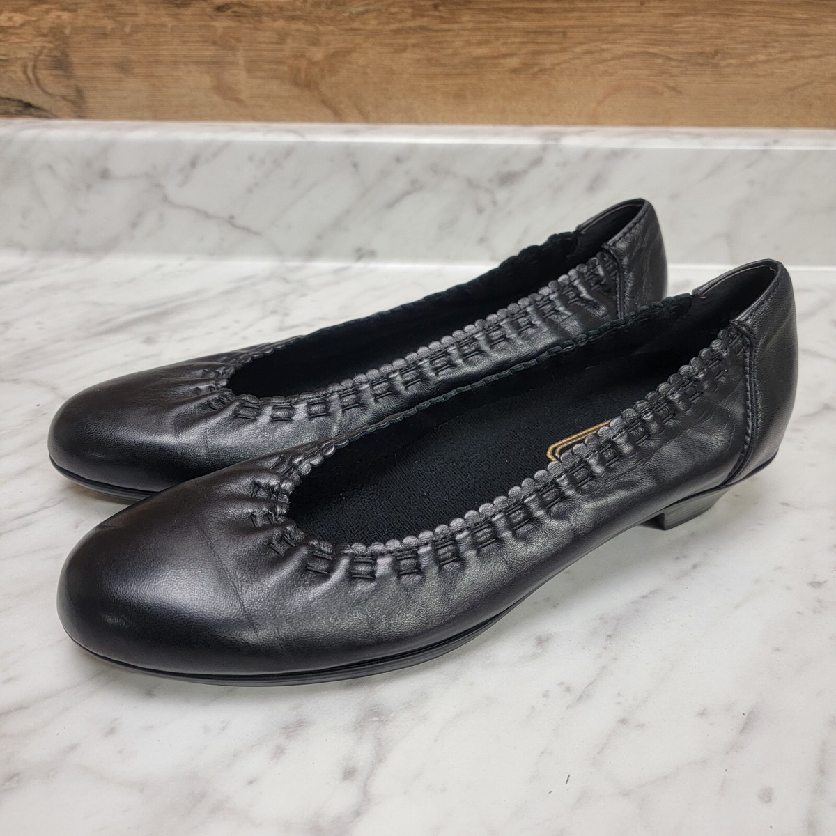 Womens 7.5 M Munro American Shoes Slip On Ballet Flats Black  display picture 3