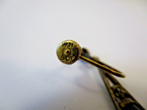 Antique Vintage WN 9K Gold Sterling Screwback Earrings Rhinestone Black Dangle - Picture 2 of 8
