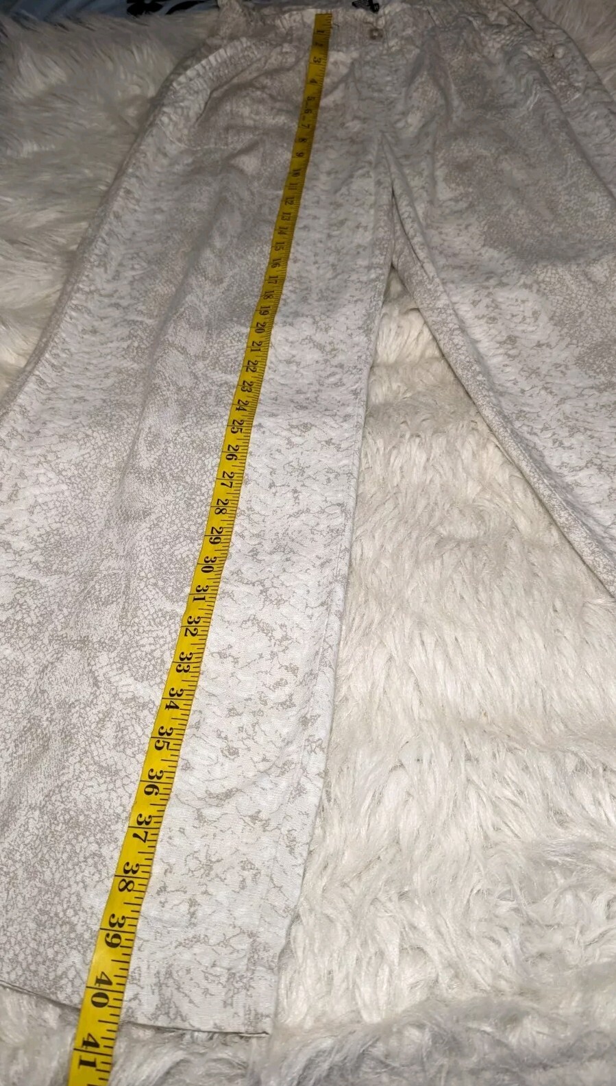 REWASH Stone Beige WIDE Leg LINEN BLEND Pants PAPER BAG Pull On Women's LARGE