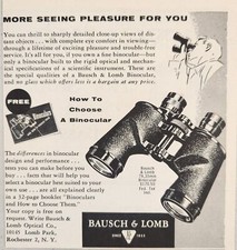 1955 Print Ad Bausch & Lomb Binoculars More Seeing Pleasure Rochester,New York