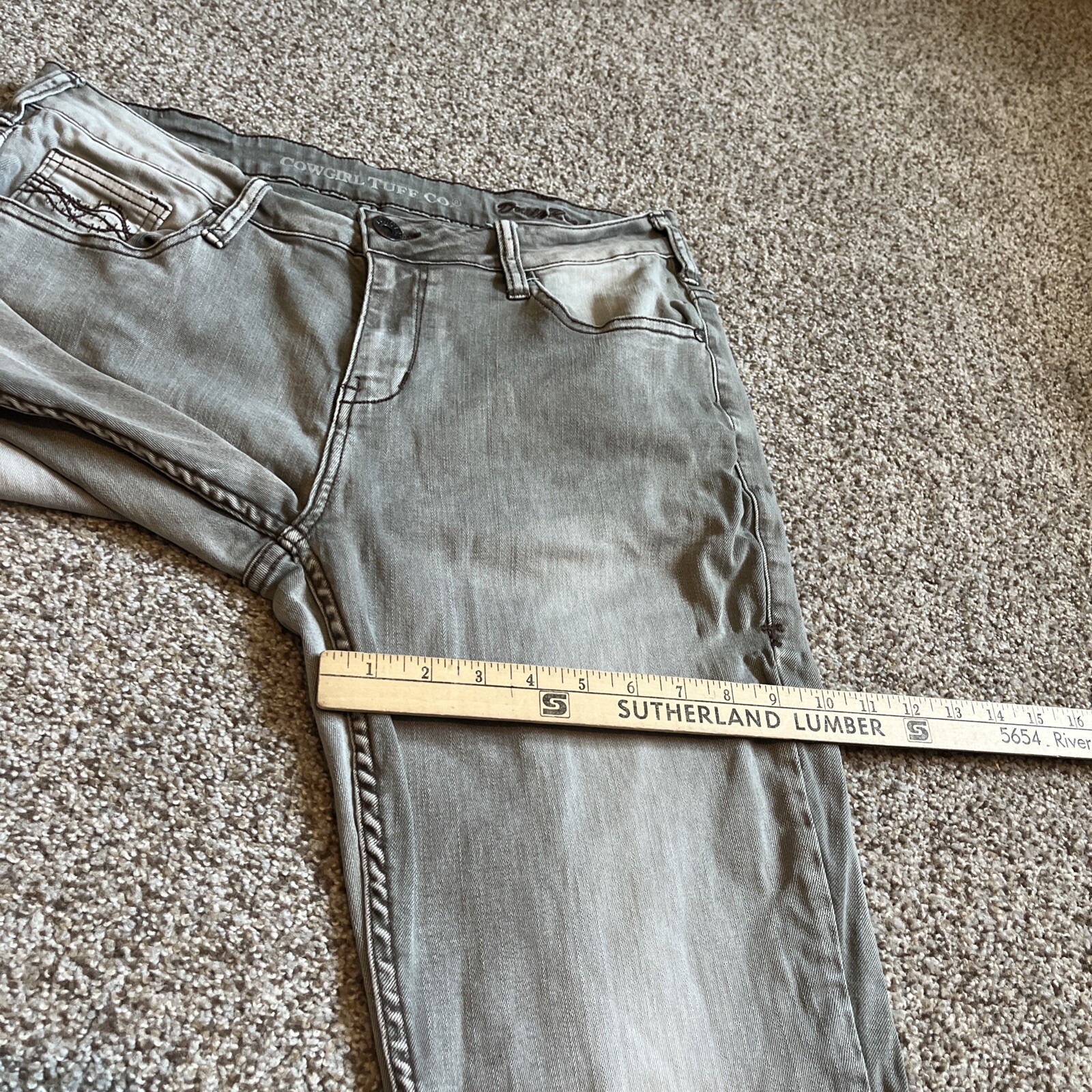 Cowgirl Tough Co Dusty Road Jeans 33x33 (32 X 31.5) Stone Washed Brown Denim - View 12