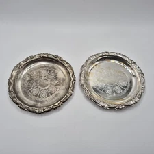 Vintage Silverplate, Made In Italy. EP on Steel Coasters/Small Dish Set Of 2