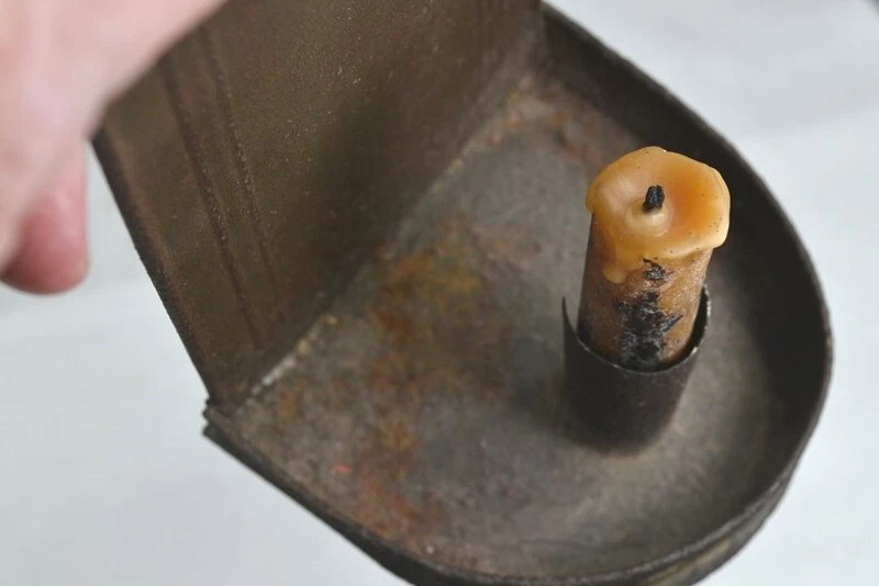 antiguo candelabro pared aplique lata 10 x 4 in 18 siglo XIX original Foto 3 de 4