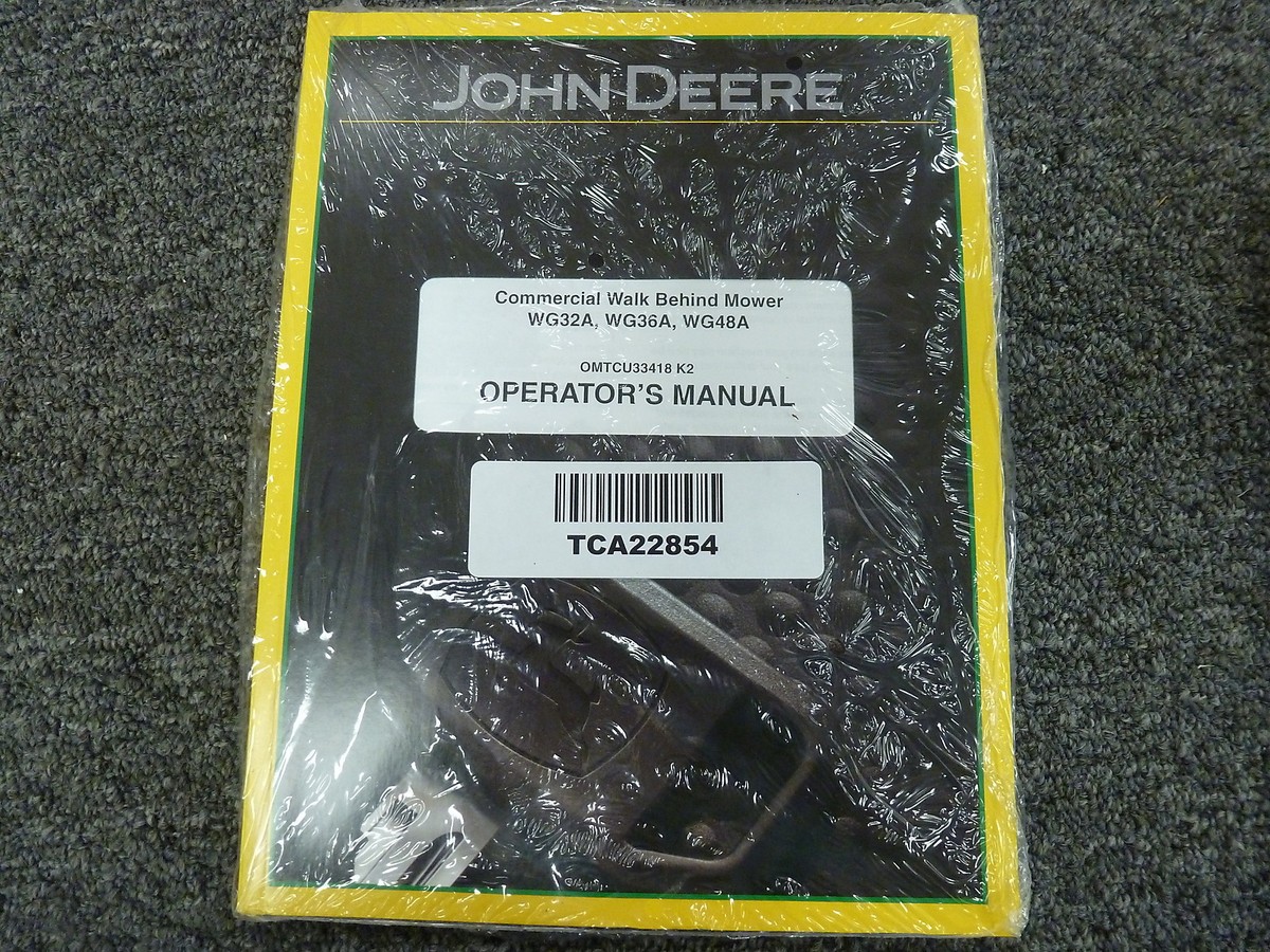 John Deere WG32A WG36A WG48A Commercial Mower Owner Operator