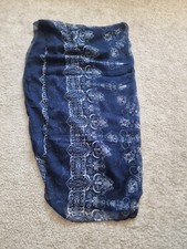 blue patterned serong shawl holiday scarf wrap beachwear cover up one size