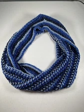 Coldwater Creek Crocheted Infinity Scarf Blues, Black & Silver Thread