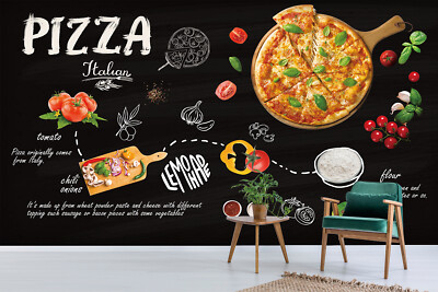 3D Pizza Fast Food Wallpaper Wall Mural Removable Self-adhesive