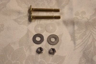 #ad Brass Toilet to Floor Bolts amp; Nuts 2.25 Inch long 1 4 inch w stainless Washers $3.35