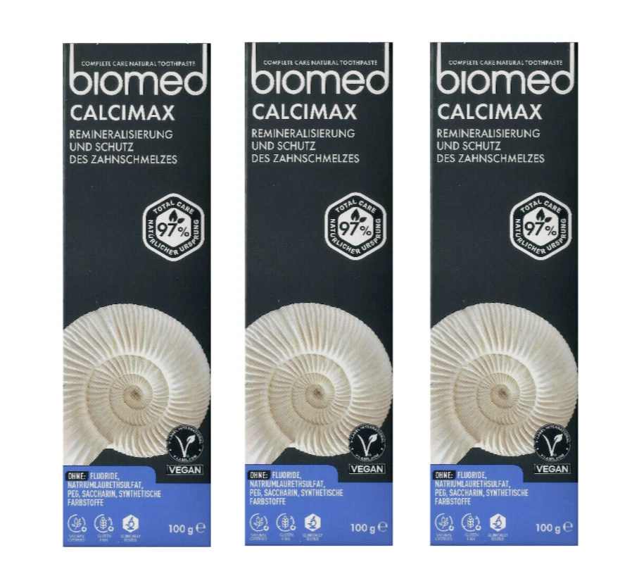 SPLAT Biomed Calcimax Zahncreme - Vegan | 3 Tuben x 100g | ohne Fluorid