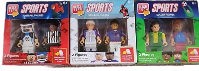 Three (3) ~ Block Tech Figure Boxes ~ 2-Football ~ 2-Baseball ~ 2-Soccer ~ New