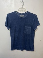 Abercrombie Fitch T-Shirt Womens Small Blue Semi-Sheer Pocket Oversized