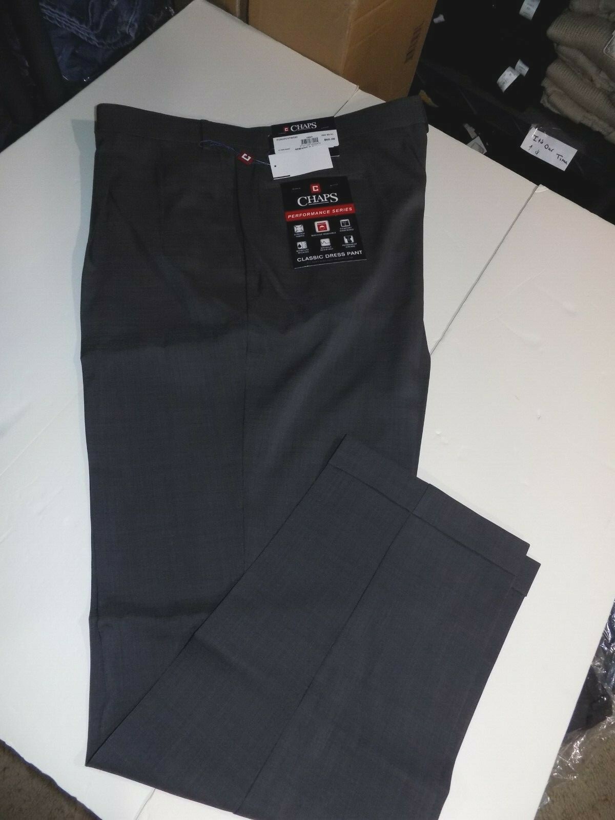 Men Chaps Classic Fit Performance Pleated Dress Pants 46x34 Big & Tall