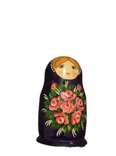 Russian 5 piece Wooden Purple Nesting Dolls Handpainted