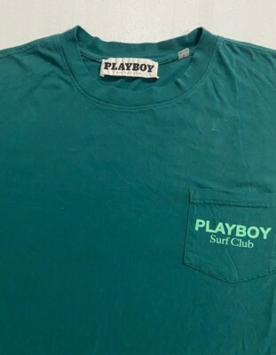 PLAYBOY グラフィック Tシャツ グリーン L 古着 Men's Playboy Surf Club T-Shirt Size L Long Sleeve Crew Neck