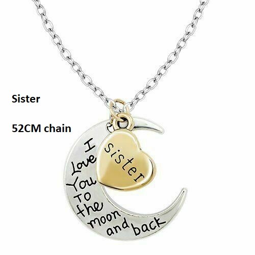 Collana donna ti amo alla luna e schiena famiglia cuore ciondolo per donna uomo - Foto 11 di 11