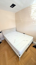 H.G. Beds Double White Upholstered Slatted Bed Frame & Aloe Vera Ortho Mattress