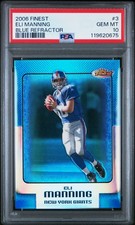 2006 FINEST BLUE REFRACTOR #3 ELI MANNING 204/299 PSA 10