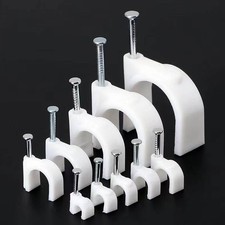 Image of 100 Steel Line Round Cable Fixing Clips 5Mm Cable Clips Whi 5Mm Whi Neat