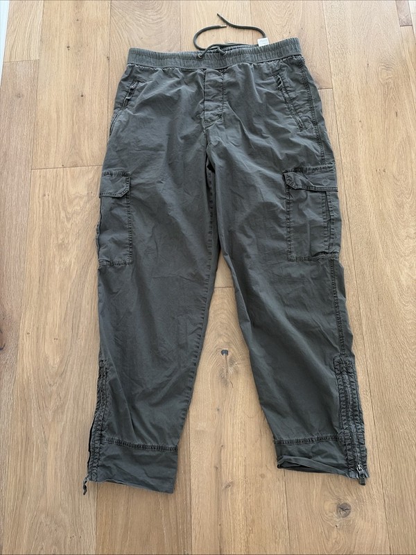 James Perse Los Angeles Men's Parachute Poplin Cargo Pants Olive Green
