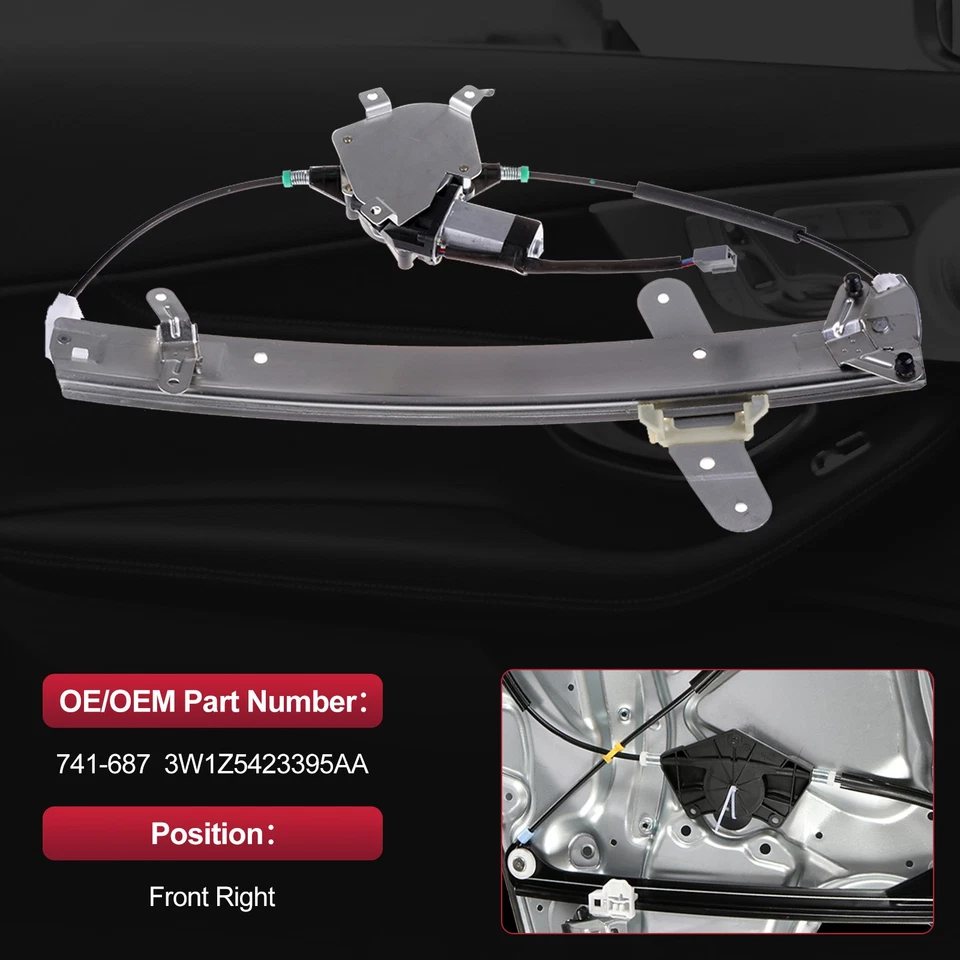 1 peça regulador de janela de energia com motor dianteiro direito para carro Lincoln Town 1998-11 - Imagem 4 de 4