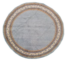 Genuine Hand Knotted Vintage Badam Gul Round Wool Area Rug 8 x 8 Ft