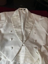 5 pc TUXEDO WHITE SUIT, TAILCOAT, SIZE 10, EXC. COND.,FORMAL, WEDDINGS