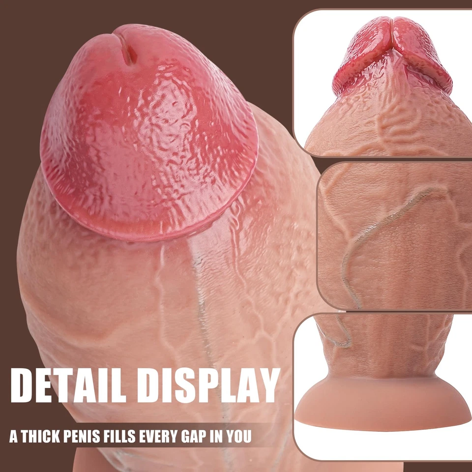 Silicone HUGE Dildo Realistic Dong Thick Big Penis Anal G-spot Sex Toy Women Men - Image 2 of 4