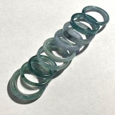  CRACK Attention Natural Burmese Jade Jadeite Band Rings