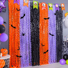 Mega-L Halloween Party Decorations, 3 Pack Halloween Foil Fringe Curtains
