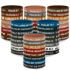JUNEBRUSHS 64pcs Bible Verse Rubber Bracelets Bulk Inspirational Christian Ru...